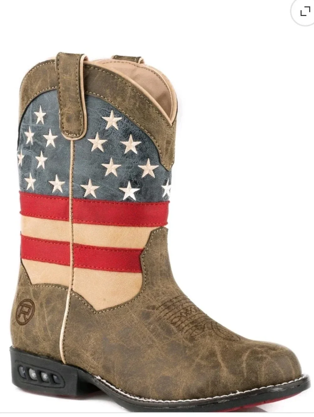 Roper Little Kids Patriot Round Toe Cowboy Midcalf - Unisex